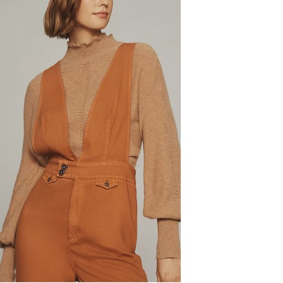 Anthropologie Pilcro Deep-V Jumpsuit size 31 mango color new nwt - Picture 3 of 5
